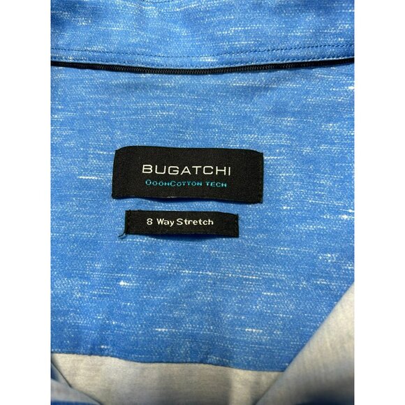 Bugatchi Men's Blue Button-Up Shirt With OoohCotton Tech 8-Way Stretch Size XL - Picture 2 of 7